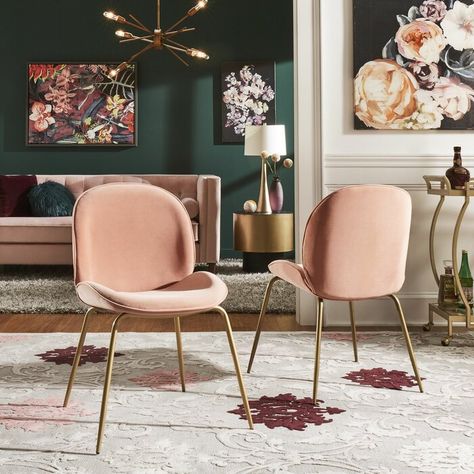 Gold Flamingo Guillemette Velvet Upholstered Side Chair & Reviews | Wayfair Green Dining Room Paint, Dining Room Paint Color Ideas, Dining Room Paint Color, Room Renovation Ideas, Velvet Dining Room Chairs, Dining Room Colour Schemes, Dining Room Renovation, Green Dining Room, Gold Flamingo