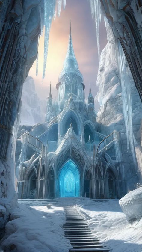 Frozen Castle - AI Photo Generator Frozen Castle Fantasy Art, Frozen City Fantasy Art, Winter Castle Fantasy Art, Ice Castle Aesthetic, Fantasy Ice Kingdom, Fantasy Ice Castle, Elsa Aesthetic Frozen, Minecraft Ice Castle, Elf Castle