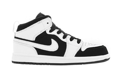 Black And White Jordans, Air Jordan 1 Mid Black, Air Jordan 1 Mid White, Jordan 1 Mid White, Black Jordans, Black Shoes Men, White Nike Shoes, Jordan Shoes Girls, Nike Air Jordan 1 Mid