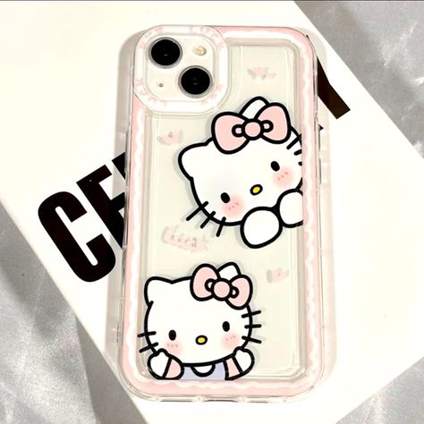 Sanrio Pink Edge Phone Case For Iphone 14 13 11 12 Pro Max Xr Xs 7 8 Plus Plus Y2k, Hello Kitty Iphone Case, Kawaii Inspiration, Hello Kitty Phone Case, Mirrors Film, Hallo Kitty, Casing Iphone, Hello Kitty Pink, Kawaii Phone Case