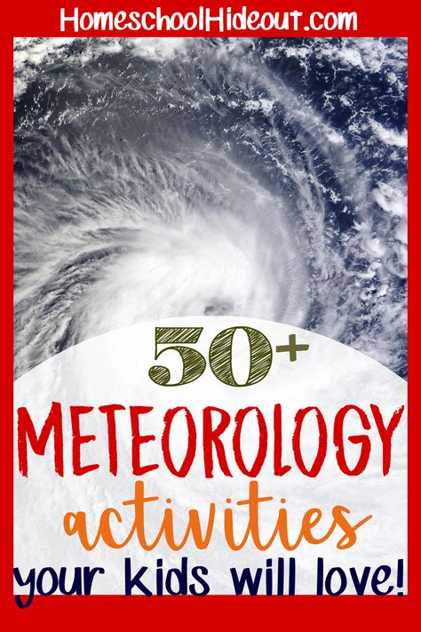 Add some fun to your meteorology unit study with these hands-on learning ideas. There's videos, snacks, books, games and so much more! #science #meteorology #homeschoolers #tgatb #meteorology #weather Homeschool Table, Weather Unit Study, Science Unit Studies, Homeschool Science Curriculum, Unit Studies Homeschool, Weather Science, Weather Unit, Earth And Space Science, Weather Activities