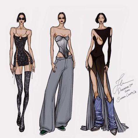 Model Design Sketch, Design Model Fashion, 2023 Fashion Design, Inspirations For Fashion Designers, Designer Clothes Sketches, Aesthetic Dresses Drawing, Drawing Ideas Models, Model Drawings Sketches, How To Get Into Fashion Design