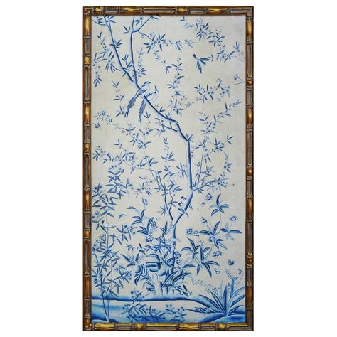 PRICES MAY VARY. Hand painted Chinoiserie wall paper panels with chinese bamboo. The paintings use unique antique process, making the pieces look like historic collection. Every piece may has slightly different. Using 12 color fade resistant inks,printed in high definition on art quality rice paper. Chinese flower-and-bird painting with unique blue-and-white porcelain colors. Dimensions: 49.5 x 91 cm (19.5 x 35.8 inches). The new batch of paintings will be equipped with Organic Glass from Februa Chinoiserie Interior, Blue And Green Living Room, Chinoiserie Prints, Chinoiserie Panels, Painted Chinoiserie, Chinoiserie Print, Chinese Rice, Chinese Bamboo, Chinese Flower