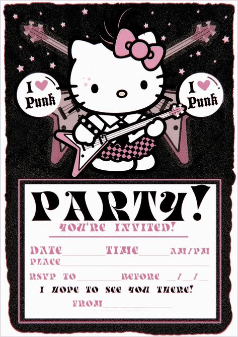 Hello Kitty Invitation Card, Hello Kitty Birthday Invitations, Hello Kitty Birthday Theme, Hello Kitty Invitations, Hello Kitty Theme Party, Hello Kitty Birthday Cake, Sleepover Invitations, Images Hello Kitty, Hello Kitty Printables