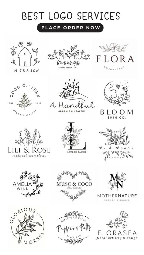 Logo Design Concepts, Craft Logos Ideas, Boho Floral Design, Floral Design Logos, Floral Shop Logo Design, Handcraft Logo Design, Medspa Logo Design, Modern Logos Minimalist, Logo Design Floral