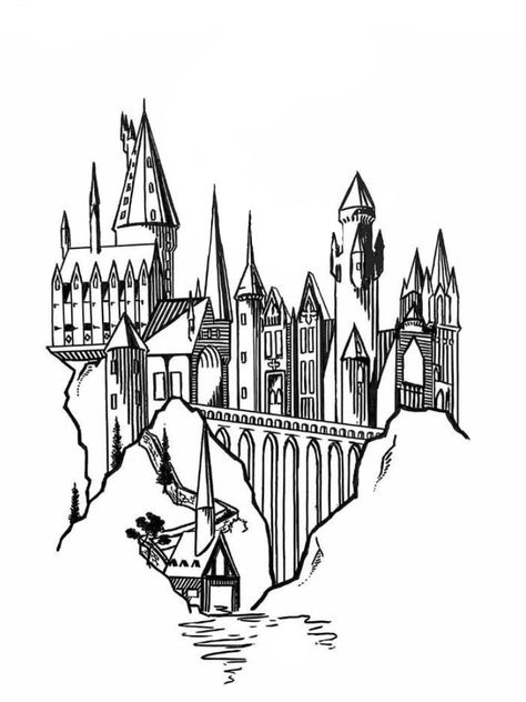 hogwarts Hogwarts Castle Drawing, Hogwarts Art Castle, Cricut Harry Potter, Hogwarts Castle Silhouette, Logo Harry Potter, Harry Potter Clipart, Harry Potter Png, Hogwarts Silhouette, Harry Potter Cute