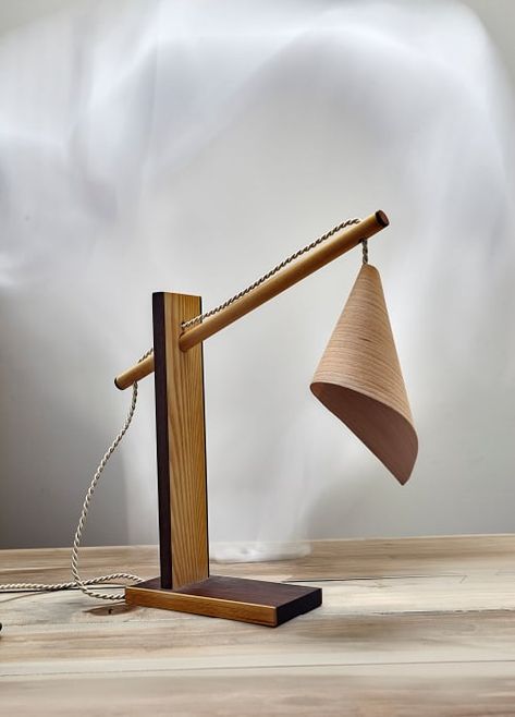 Inscrito by Ardoma Creations by Dror Kaspi | Wescover Lamps Bedside Lamps Ideas, Japandi Mid Century Modern, Japandi Mid Century, Modern Lamp Design, Wooden Desk Lamp, Wooden Lamps Design, Diy Table Lamp, Wood Lamp Design, Window Seat Design