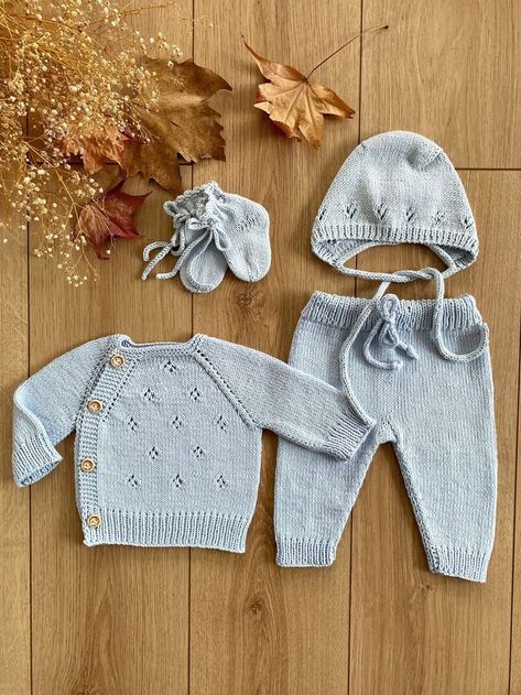 Knit Set Outfit, Knit Baby Clothes, Newborn Hospital Outfits, Newborn Boy Coming Home Outfit, Baby Going Home Outfit, Baby Hospital Outfit, Outfit Knit, Knitted Baby Outfits, Organic Cotton Baby Clothes