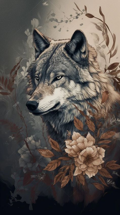 Flying Bulldog Art - Wolf Whispering Wild: The Wolf's Floral Echo | Wolf Wolf Art Wallpaper, Wallpaper Museum, Dream Catcher Art, Wolf Images, Wolf Artwork, Dragon Artwork Fantasy, Ghost In The Machine, Bulldog Art, Digital Art Gallery