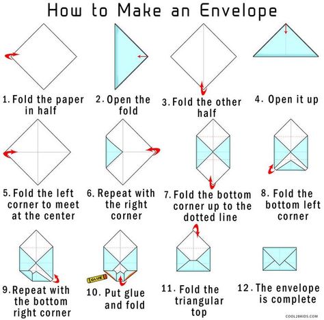 How to Make Your Own Origami Envelope from Paper | Cool2bKids Diy Envelop, Kartu Ulang Tahun Diy, Origami Envelope, طابع بريدي, Kartu Valentine, Seni Dan Kraf, How To Make An Envelope, Kraf Diy, Pen Pal Letters