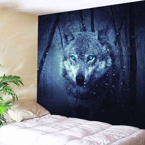 Wall Decoration Snow Wolf Tapestry For Bedroom - Kawaii, Wolf Room, Sky Scenery, Wall Decor Tapestry, Tapestry For Bedroom, Wolf Decor, Snow Wolf, Christmas Wall Stickers, Wolf Wall Art