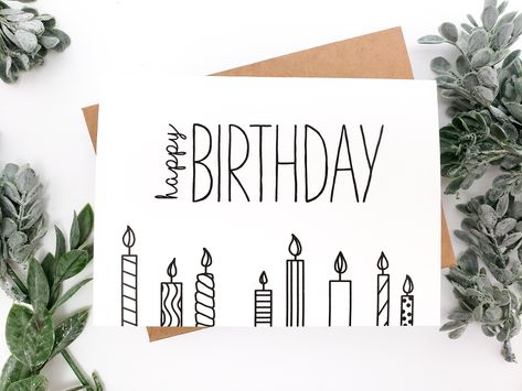 Cute Birthday Envelope Ideas, Birthday Card Simple Design, Birthday Card Ideas Caligraphy, Detailed Birthday Card, Simple Cricut Birthday Cards, Birthday Card Sister Diy, Happy Birthday Doodles Easy, Homemade Inspirational Cards, Home Made Bday Cards