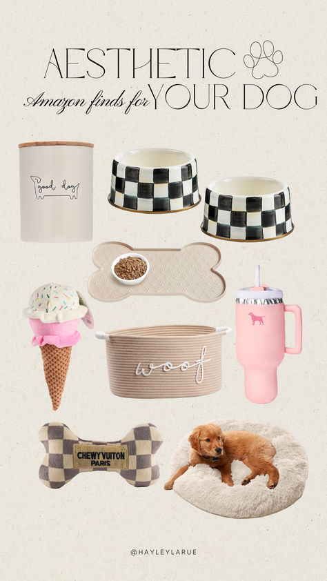 Neutral aesthetic dog finds from Amazon | Beige finds | Dog toys | Aesthetic Dog Set Up, Dog Room Aesthetic, Aesthetic Dog Products, Preppy Dog Toys, Aesthetic Dog Accessories, Aesthetic Dog Toys, Puppy Setup, Dog Things For The Home, Aesthetic Dog Supplies