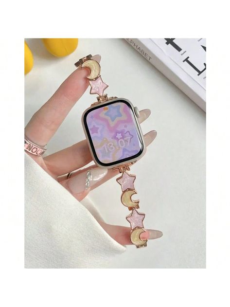 Pink-yellow-rose Gold  Collar  Stainless Steel  Watch Accessories Embellished   Watch Accessories & Tools Apple Watch 7, Unicorn Iphone Case, Apple Watch Bands Women, Star Apple, Bracelet Apple Watch, Apple Watch 3, Apple Watch Se, Kawaii Bags, Apple Watch 42mm