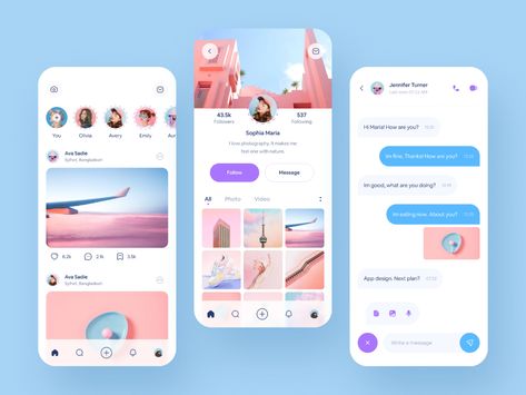 Social Media App Design Concept by Hafiz Rana on Dribbble Social Media Interface Design, App Design Social Media, Blog App Design, Interactive Media Design, Social Media App Design, Ui App Design, Creative Website Design Inspiration, การออกแบบ Ui Ux, Social App Design