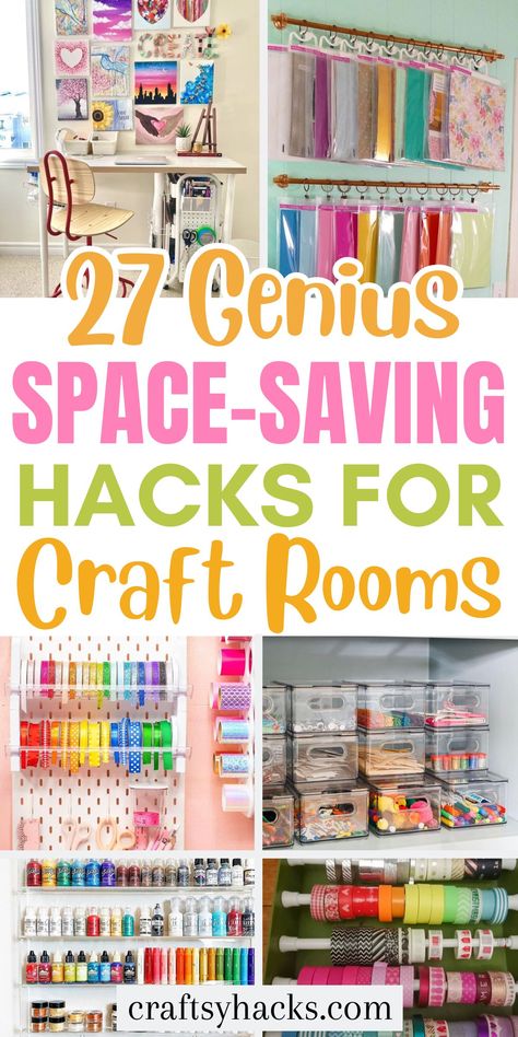 These ingenious craft room hacks, offer smart craft room storage solutions tailored for small space living. Discover expert craft organization tips to maximize space in your crafting nook. Organisation, Repurposed Craft Storage, Craft Closet Storage Organization, How To Organize Your Art Supplies, Fabric Storage Craft Room, Craft Shed Organization Ideas, Crafting Closet Organization, Wall Storage For Craft Supplies, Storage For Decorations