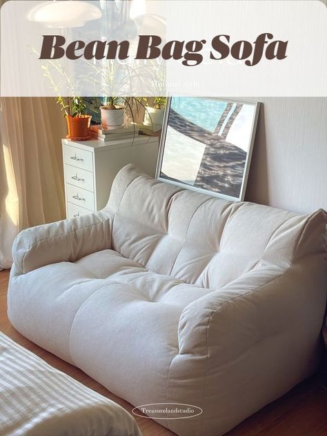 #beanbag #couch #beanbagsofa #homefurniture #homedecor #roomdecor #collegedorm #apartmentcouch #minimalist #homeinspo Comfy Sofas For Bedroom, Seating For Room, Room Inspo With Couch, Sofa Bedroom Aesthetic, Small Bedroom Couch Ideas, Room Couch Aesthetic, Couch For Room Bedrooms, Couches Bedroom Ideas, Tiny Sofa For Bedroom