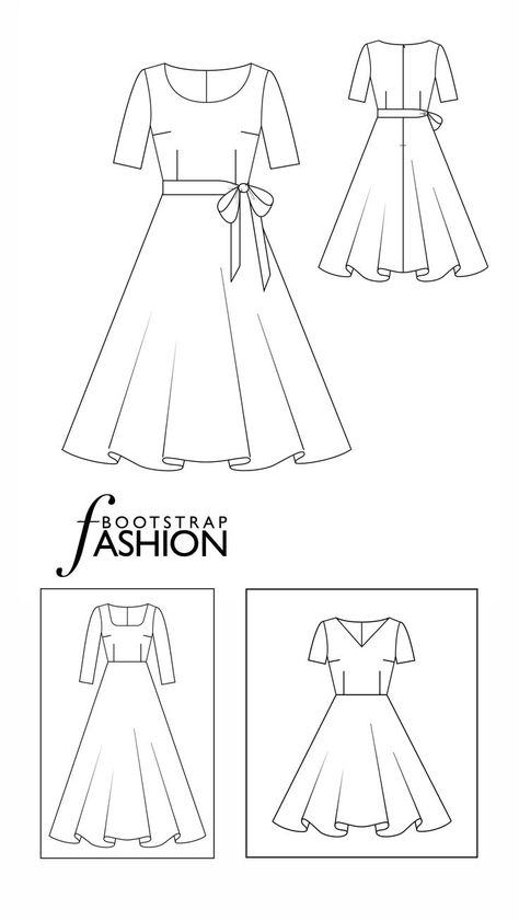 Croquis, Fit And Flare Dress Sewing Pattern, Fit And Flare Dress Pattern Free, Circle Skirt Drawing, Fit And Flare Dress Pattern, Fit And Flare Silhouette, Flared Skirt Pattern, Pleated Circle Skirt, Dress Templates