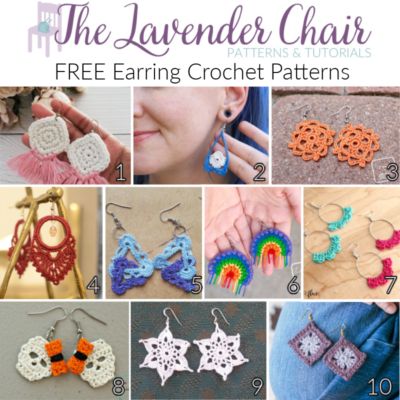 Amigurumi Patterns, Diy Crochet Jewelry Free Pattern, Earring Crochet, Crochet Rings, Crochet Jewelry Patterns, Crochet Earrings Pattern, Crochet Buttons, Kleidung Diy, Granny Square Crochet Pattern