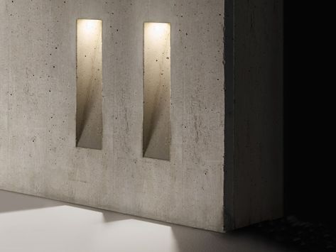 LED cement steplight Concrete Light, Ghost Lights, Recessed Wall Lights, Concrete Lamp, Lighting Plan, Recessed Wall, Concrete Furniture, Lighting Concepts, Light Building