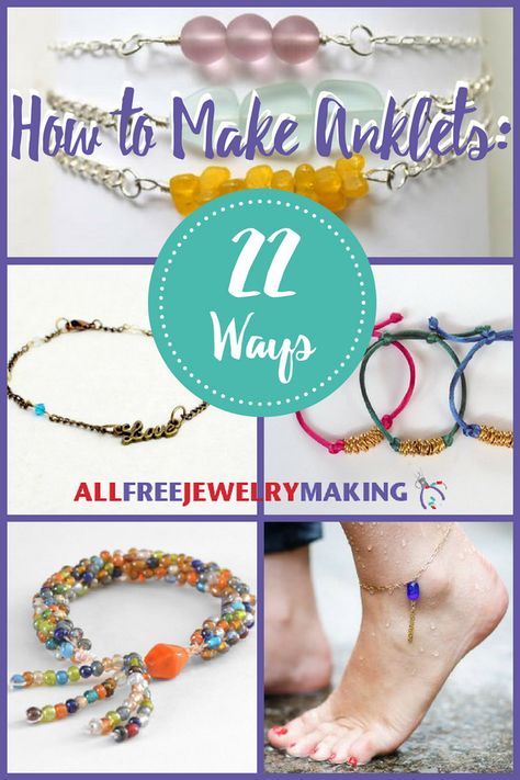 How to Make Anklets: 22 Ways Leather Anklet Diy, Anklet Making Ideas, Beaded Anklets Diy, How To Make Anklets, Anklets To Make, Diy Leather Sandals, Easy Bracelets, Wrap Bracelet Tutorial, Anklets Diy