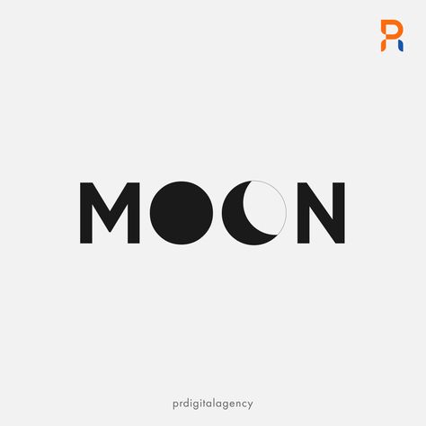 Moon Logo Ideas, Moonlight Logo, Moon Typography, Moon Text, Moon Font, Moon Logo Design, 2023 Sign, Logo Moon, Moon Cafe