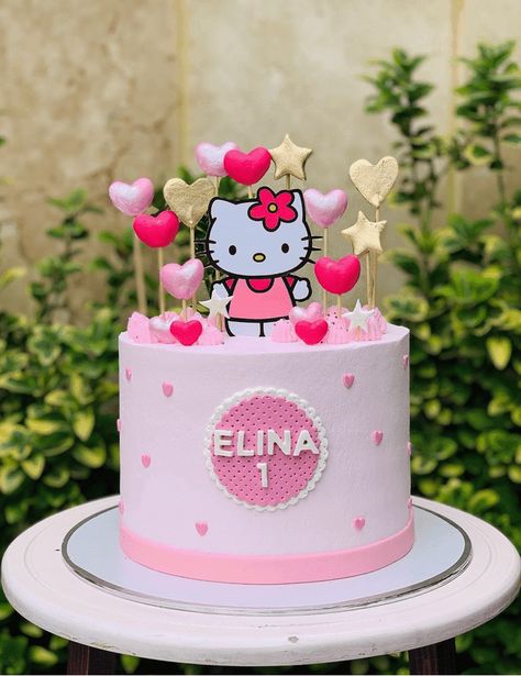 Korean Cake Cute, Kitty Cake Design, Hello Kitty Cake Ideas, Hello Kitty Torte, Hello Kitty Cake Design, Hello Kitty Cakes, Tort Hello Kitty, Bolo Da Hello Kitty, Bolo Hello Kitty