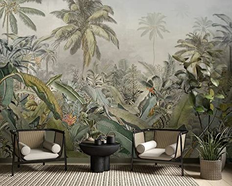 Forest Mural, Scenic Wallpaper, Jungle Wall, Branch Design, Tropical Wallpaper, The Secret Garden, Forest Wallpaper, Wallpaper Peel And Stick, Vintage Landscape