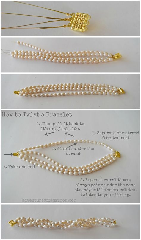 Twisted Pearl Necklace, Pearl Bracelet Ideas Diy, Pearl Bracelet Ideas, Diy Pearl Bracelet, Pearl Bracelet Diy, Pearls Jewelry Diy, Diy Pearl Necklace, قلادات متدلية, Diy Mom