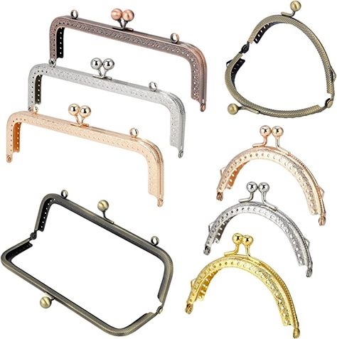 Amazon.com: PH PandaHall 8pcs Metal Purse Frame, 2 Styles Retro Kiss Clasp Lock Clasp Clutch Frames Purse Clasp Lock Clip Clasp for Purse Making Bag Coin Bag Sewing DIY Craft 7.8/8.5 Inch Purse Patterns Free, Purse Decorations, Crotchet Bags, Clasp Bag, Coin Purse Pattern, Types Of Purses, Purse Making, Diy Crochet Bag, Clasp Purse