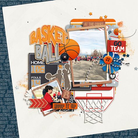 Basketball Project, Basketball Scrapbook, Scrapbooking Sports, Graduation Scrapbook, Scrapbook Idea, Beautiful Scrapbook Layouts, Basketball Theme, Basketball Posters, Basketball Camp