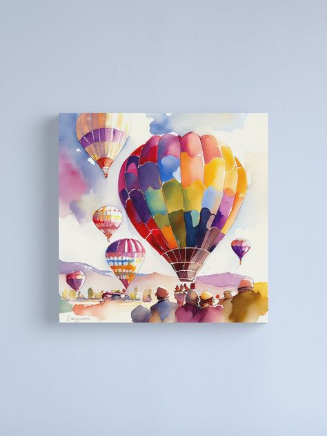 Tela, Hot Air Balloon Illustration Watercolors, Hot Air Balloon Painting Acrylic, Painting Hot Air Balloon, Ballon Painting, Hot Air Balloon Painting, Air Balloon Painting, Hot Air Balloon Watercolor, Watercolor Hot Air Balloon