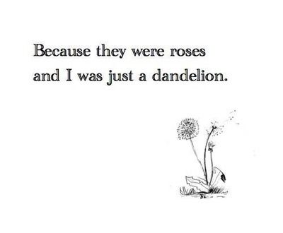 And a dandelion will never be as pretty as a rose | via Tumblr Tumblr, Don't Fit In Quotes, Feeling Unwanted Quotes, Unwanted Quotes, Fat Quotes, Ugly Quotes, Dandelion Quotes, Feeling Ugly, Feeling Unwanted