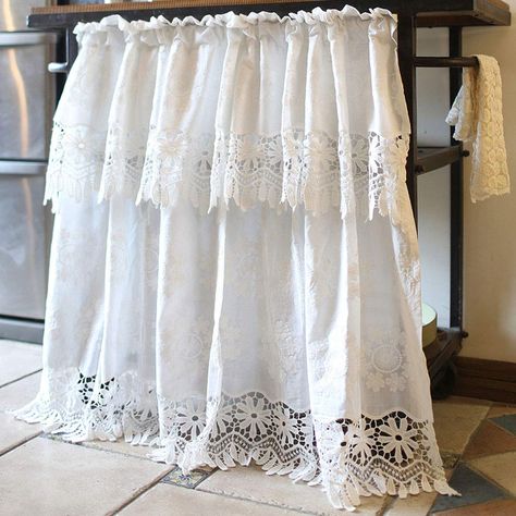 PRICES MAY VARY. Material: Made of high quality cotton,delicate embroidery design. Package Includes: Sold as a single, size 39" width by 49" Length(Height).Rod Pocket design allows for easy hanging on a standard curtain rod. Design: These cafe curtains have beautiful embroidery pattern, bohemian style, pastoral style. It can decorate your windows with unique style, bring you different visual enjoyment and fashion style. Occasion: Suitable for living rooms, bedrooms, cafe, kitchen, hotel, make so Curtains With Attached Valance, Living Room Valances, Half Window Curtains, Rideaux Shabby Chic, Curtain Kitchen, Lace Valances, Half Curtains, Ruffle Curtains, Short Curtains