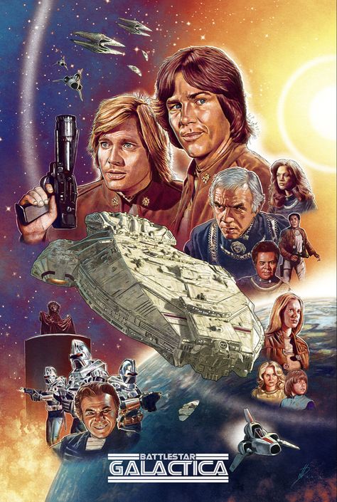 Battlestar Galactica, A Team Van, Battlestar Galactica Ship, Battlestar Galactica 1978, Fictional Heroes, Printed Posters, Battle Star, Sci Fi Tv, Classic Sci Fi