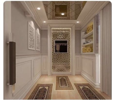 Ibadat Room, Islamic Interior Design, Muslim Prayer Room Ideas, Prayer Room Ideas, Mosque Design, Prayer Corner, Islamic Decor, Prayer Room, Luxury Homes Interior