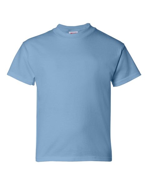 Youth 5.2 oz., Comfortsoft® Cotton T-Shirt - LIGHT BLUE - S | Hanes Youth 5.2 oz. Comfortsoft Cotton T-Shirt in Light Blue Size Small Light Blue Plain, Blue Plain, Plain T Shirt, The Youth, Plain Tshirt, Blue Tshirt, Jersey Tee, Golf Shirts, Trend Setter