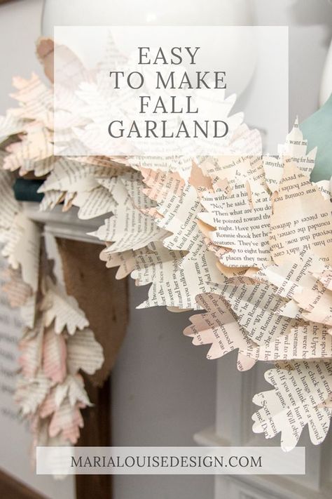 Upcycling, Fall Garland Diy, Rustic Interior Design, Rustic Interior, Fall Garland, Interior Design Rustic, Fall Deco, Autumn Crafts, Old Book Pages