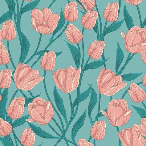 Tulip Pattern Design, Tulip Background, Tulip Vector, Abstract Seamless Patterns, Bottle Paint, Tulips Pattern, Tulip Drawing, Tulip Pattern, Spring Pattern