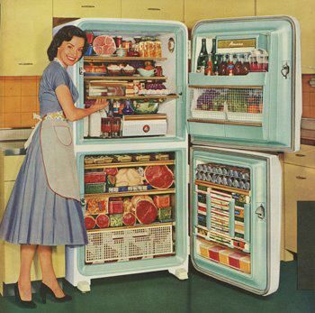 Harris Sisters GirlTalk: There's No Room in the Fridge and It's Not Even Thanksgiving Yet! Vintage Ads 1950s, 50s Housewife, Vintage Fridge, Vintage Housewife, Retro Housewife, Speed Dating, Cottage Design, Vintage Life, Estilo Retro