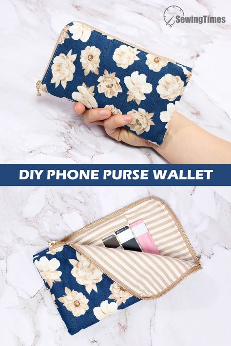 Zipper Wallet Sewing Pattern, Wallets For Women Diy, Wallet Diy Pattern, Phone Pouch Diy Sewing, Diy Phone Wallet, Phone Wallet Pattern, Zipper Wallet Tutorial, Phone Wallet Diy, Phone Purse Diy