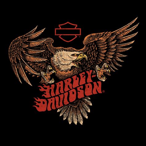 Harley Davidson Stickers, Logo Moto, Brown Eagle, Motorcycles Logo Design, Vintage Harley Davidson Shirt, Harley Tattoos, Vintage Harley Davidson Motorcycles, Harley Davidson Tattoos, Harley Davidson Artwork