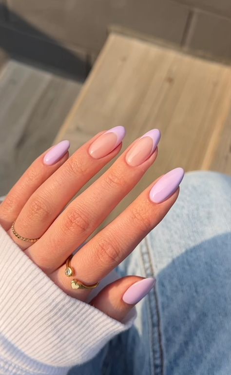 Almond Nails Light Purple, Light Purple Nails, Summery Nails, Purple Nail Designs, Lavender Nails, Simple Gel Nails, Casual Nails, Classy Acrylic Nails, Nagel Inspo