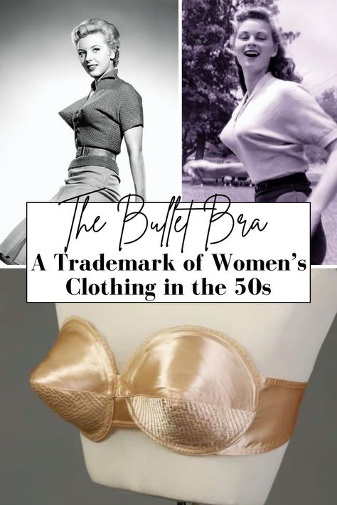 You probably haven’t seen a bullet bra in a while – it’s an old-fashioned underwear that was popular in your great-grandmother’s time. It may sound like a dangerous item, but rest assured, it’s nothing of the sort! It’s a vintage lingerie piece that was all the rage back in the day. If you’re curious about this unique undergarment, I’m about to take you on a wild ride with a guide that will answer all your questions. Bullet Bras 50s, 1950s Bra, 50s Lingerie, Bullet Bras, 1950s Lingerie, 50s Look, Vintage Girdle, 50's Fashion, Lingerie Vintage