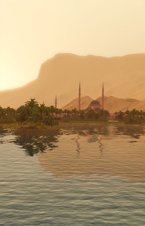 Mod The Sims - Eastlands- A Middle-eastern world by Jje1000 & Nilxis Nature, Fantasy Middle Eastern City, Fantasy Middle East, Middle East Astethic, Ancient Middle East Aesthetic, Middle Eastern Landscape, Middle East Wallpaper, Middle East Aesthetic, Middle East Desert