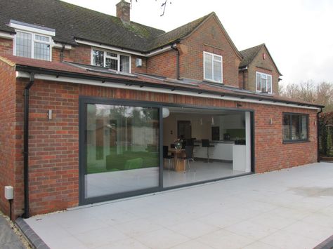 “We researched a number of architects because we wanted to work with someone who... Read More » Single Storey Rear Extension, Modern Patio Doors, Single Storey Extension, Minimal Windows, House Extension Plans, Roof Extension, Room Extensions, Glass Extension, Extension Designs