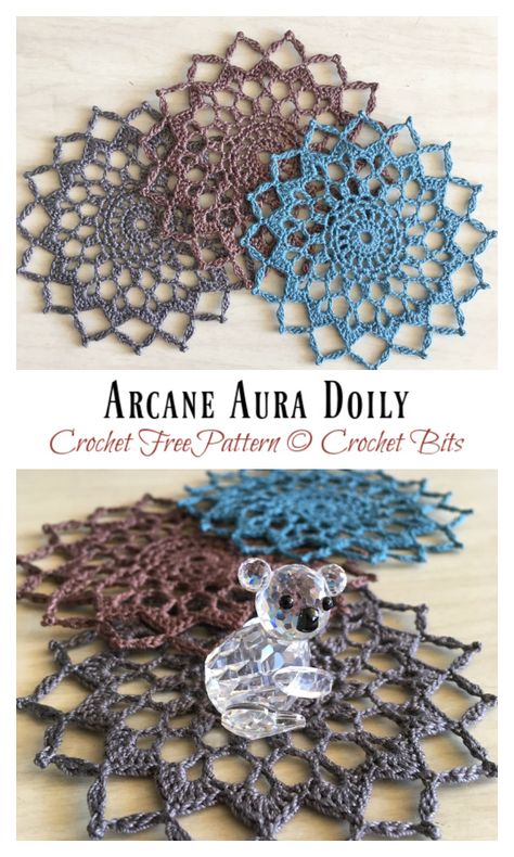 Arcane Aura Doily Crochet Free Pattern - Crochet & Knitting Mandalas, Crocheted Doily Patterns Free, Small Doily Crochet Pattern Free, Arcane Crochet, Crochet Flower Coasters Free Pattern, Gothic Crochet Patterns Free, Doily Patterns Free, Crochet Square Doily, Pagan Life