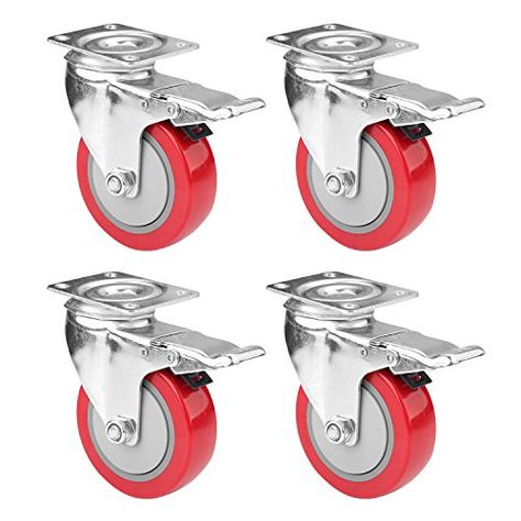 4" Swivel Plate Caster Wheels, PRITEK Heavy Duty Metal Caster Wheels Lock the Top Plate and the Wheels Replacement for Industrial Trailer or Large Home Furniture (bearing 250lbs each, set of 4) Home Furniture, Furniture, Caster Wheels, Casters Wheels, Caster, The Top, Trailer, Heavy Duty, Wheel