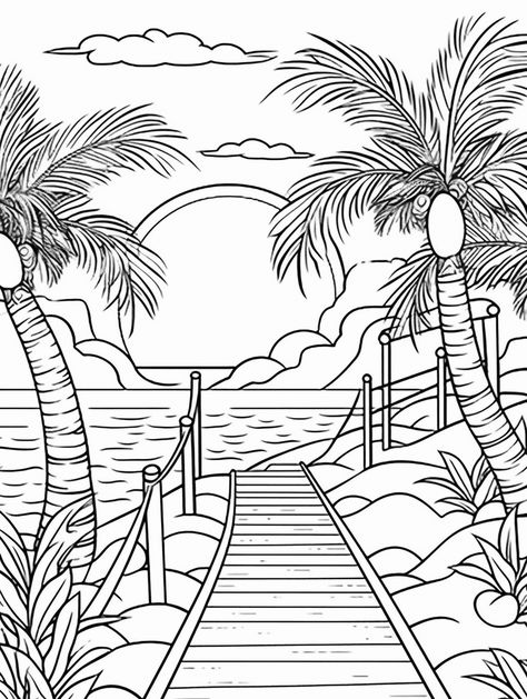 Pictures For Drawing Sketch, Cruise Coloring Pages, Tropical Colouring Pages, Things To Color In Free Printable, Pop Culture Coloring Pages, Hawaiian Coloring Pages Free Printable, Christian Coloring Pages Free Printable, Beach Coloring Pages For Adults, Coloring Pages Aesthetic Adult