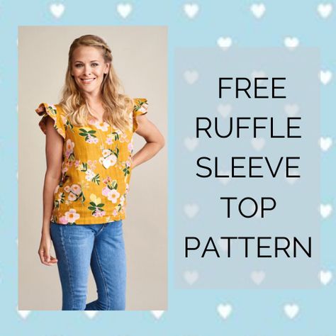 Chemise, How To Sew Flutter Sleeves, Flutter Sleeve Top Pattern, Women Blouse Pattern Sewing, Blouse Sewing Pattern Free, Ruffle Sleeve Pattern, Ruffle Shirt Pattern, Ruffle Sleeve Top Pattern, Ruffle Blouse Pattern